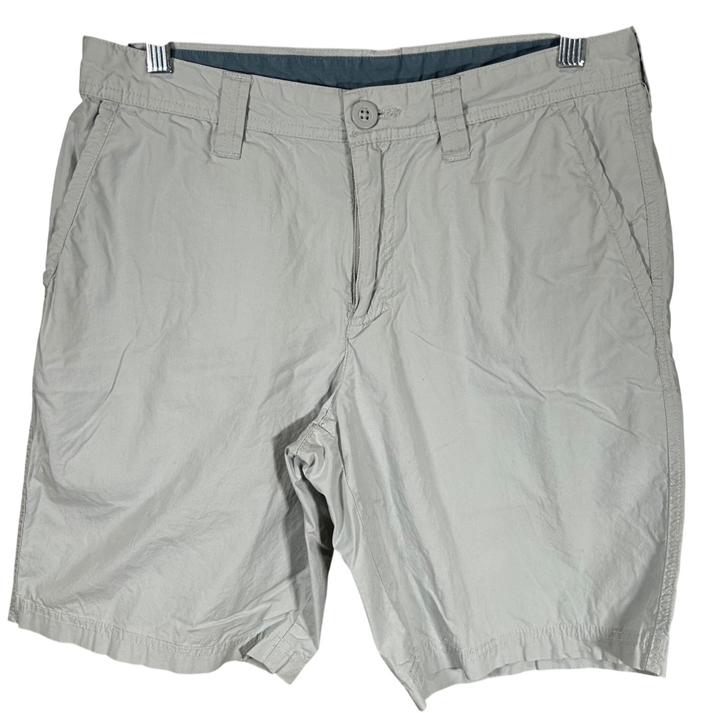Columbia Mens‎ 32w 10L Light Gray Cotton Chino Hiking Shorts Lightweight